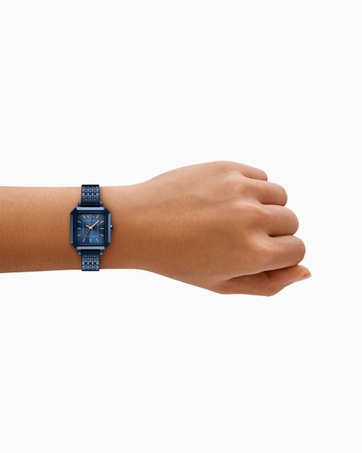 ARMANI EXCHANGE Blue Three-Hand Stainless Steel Watch