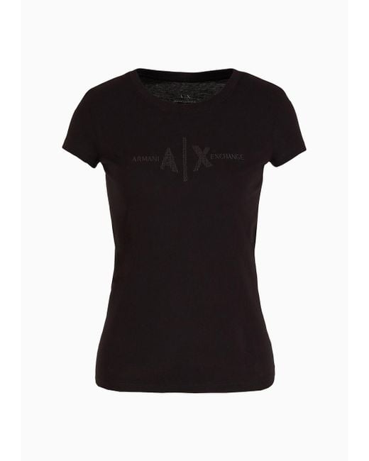 Armani Exchange Black Slim Fit T-shirt In Asv Organic Cotton