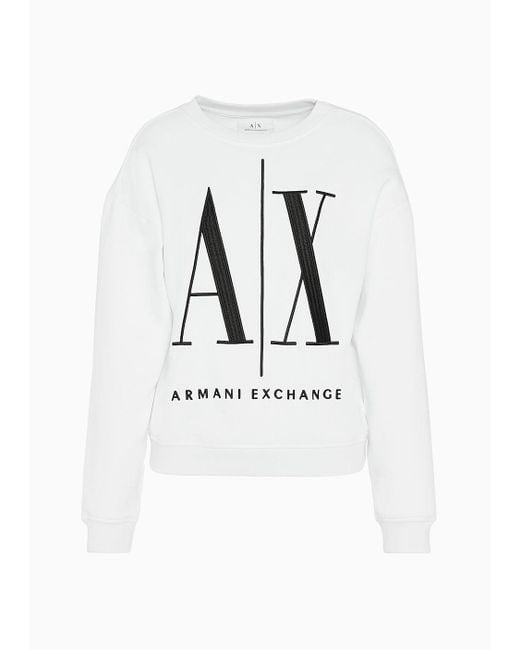 Armani Exchange White Icon Logo Crew Neck Sweatshirt