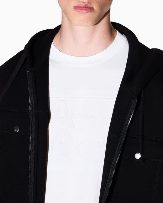 ARMANI EXCHANGE White Regular Fit T-Shirt With Embossed Logo for men