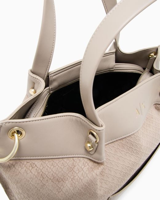 ARMANI EXCHANGE Natural Fabric Shopper With Allover Logo