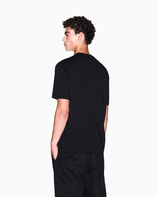 ARMANI EXCHANGE Black Regular Fit Cotton Jersey T-Shirt With A Logo Icon for men