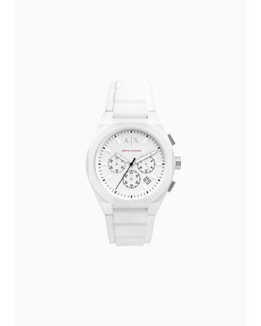 Armani Exchange Chronograph White Silicone Watch for men