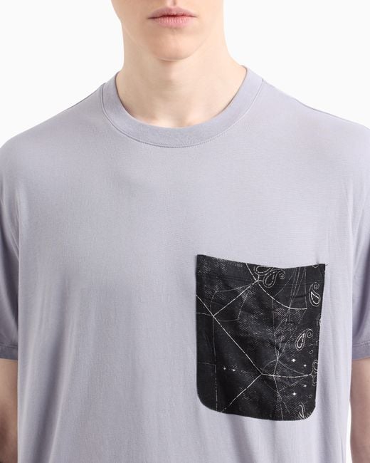 ARMANI EXCHANGE White Regular Fit T-Shirt With Patterned Pocket for men