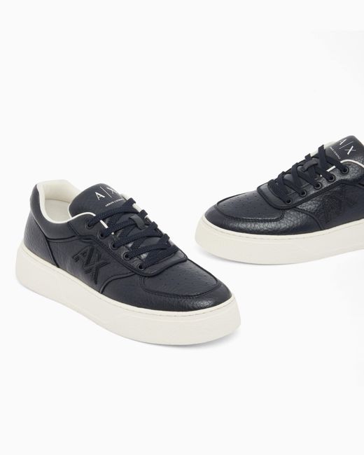 ARMANI EXCHANGE Blue Sneakers With Deer Effect for men