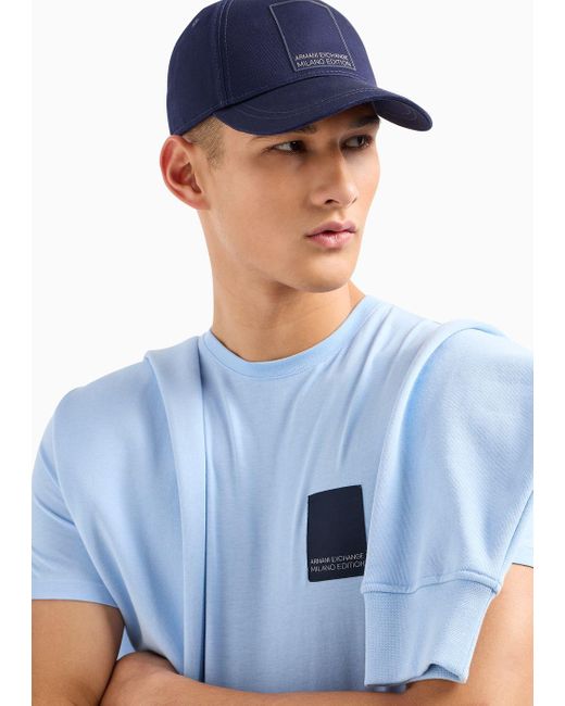 Cappello Con Visiera In Cotone Organico Asv di Armani Exchange in Blue da Uomo