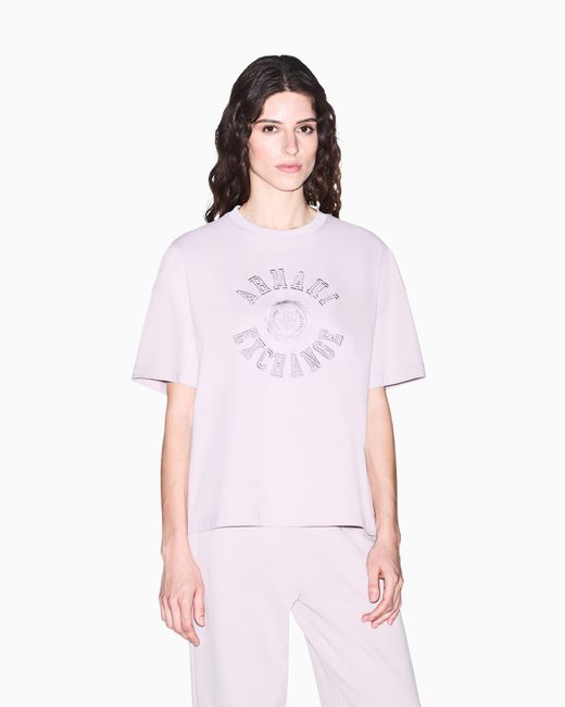 ARMANI EXCHANGE Pink Oversized T-Shirt Heavy Cotton Jersey