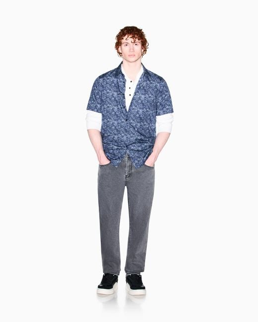 ARMANI EXCHANGE Blue Oversized Cotton Shirt for men