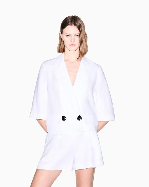 ARMANI EXCHANGE White Linen Twill Fabric Jacket