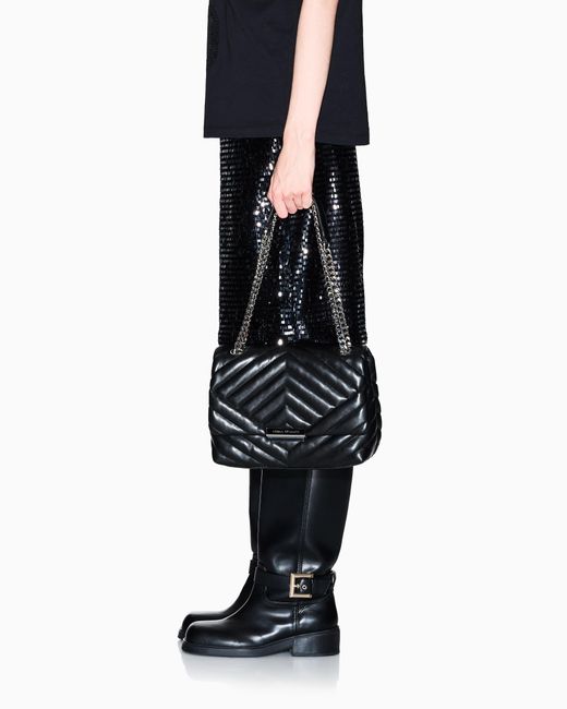 Sac Bandoulière En Matière Matelassée Avec Détails En Métal ARMANI EXCHANGE en coloris Black
