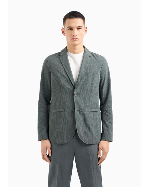 Armani Exchange Gray Single-breasted Jacket In Stretch Fabric for men