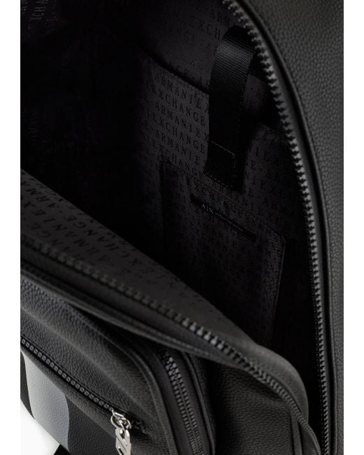 Armani Exchange Black Backpack With Contrasting Band And Logo for men