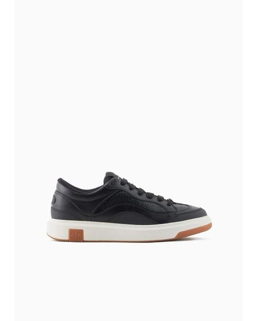 Armani Exchange Black Sneakers With Allover Logo for men