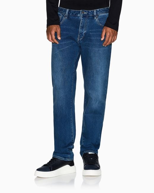 ARMANI EXCHANGE Blue Denim Jeans With A Straight Leg And Five Pockets Essential for men