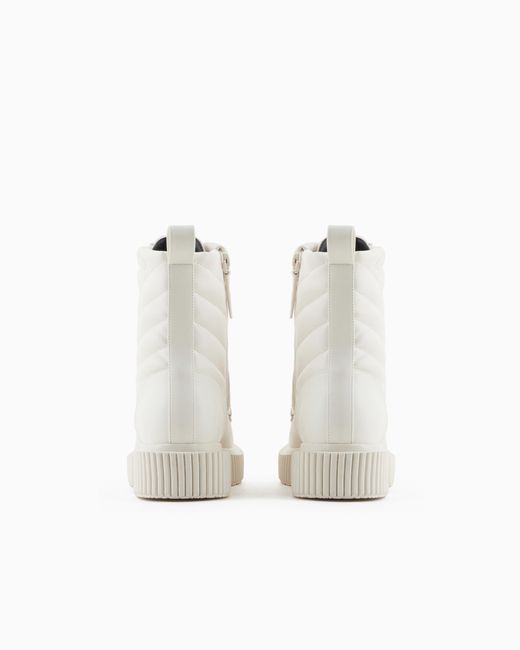 ARMANI EXCHANGE White Quilted Leather Amphibians