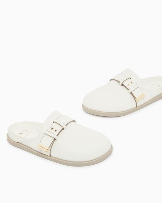 ARMANI EXCHANGE White Sabot With Buckle And Detail