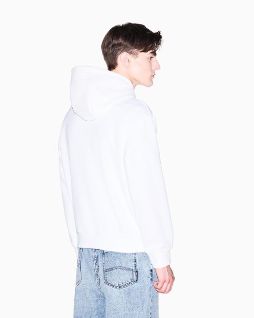 ARMANI EXCHANGE White Stretch Jacquard Hoodie for men
