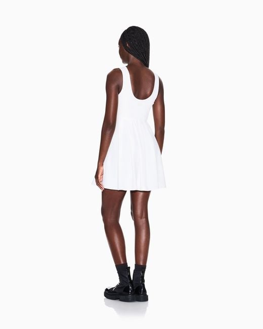 ARMANI EXCHANGE White Short Light Crepe Dress With Asymmetric Draping