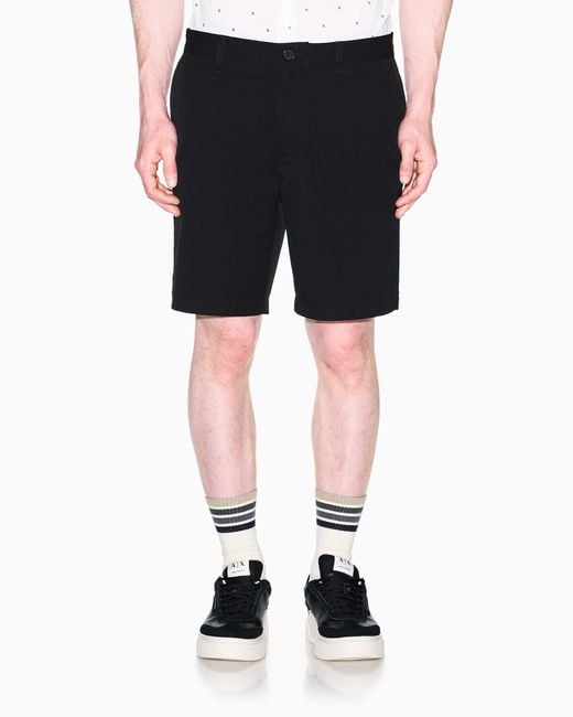 ARMANI EXCHANGE Black Cotton Bermuda Shorts for men