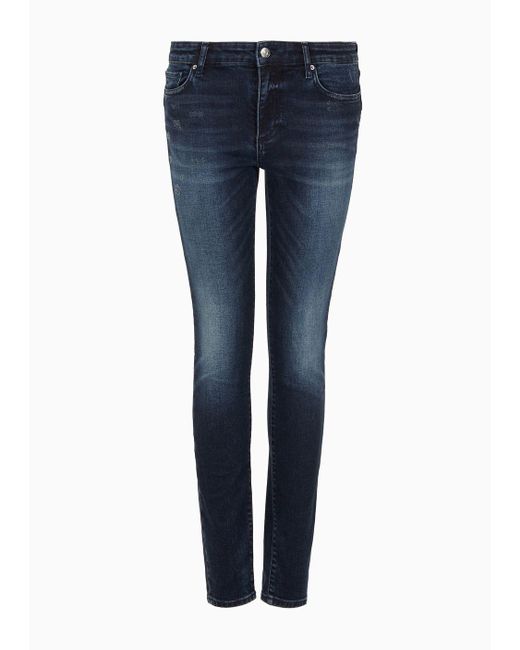 Jeans Super Skinny Fit Stone Washed di Armani Exchange in Blue