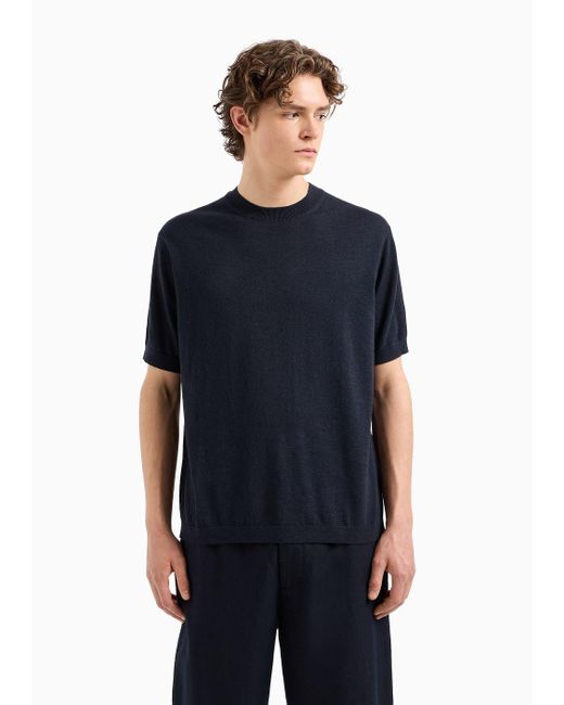 Armani Exchange Blue Knitted Tops for men
