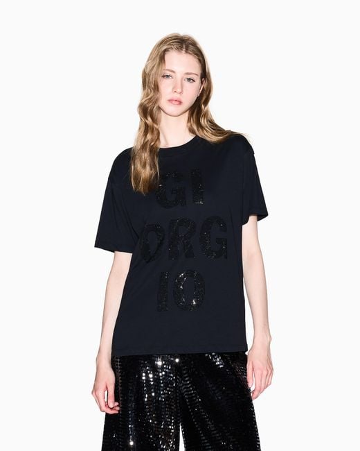 ARMANI EXCHANGE Black T-Shirt Mit Normaler Passform Und Logo