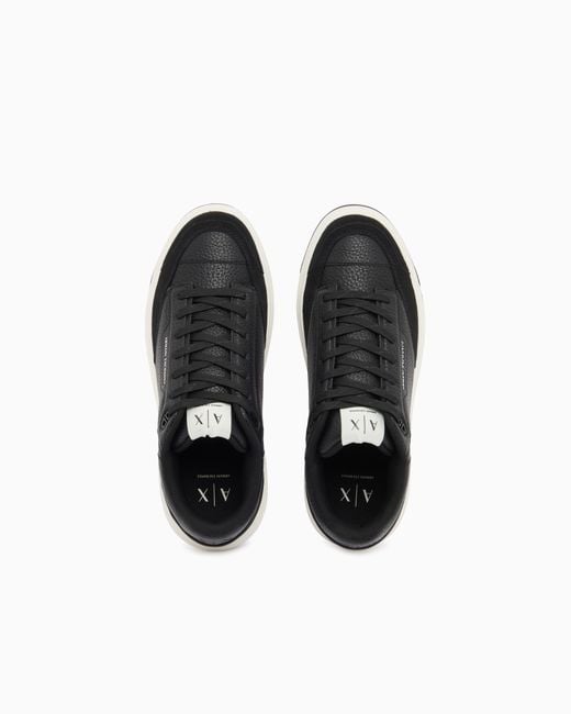 ARMANI EXCHANGE White Sneakers With Suede Inserts And Tumbled Finish for men