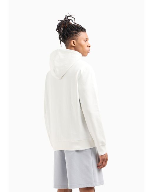 Armani Exchange White Sweatshirt With Zip And Hood for men
