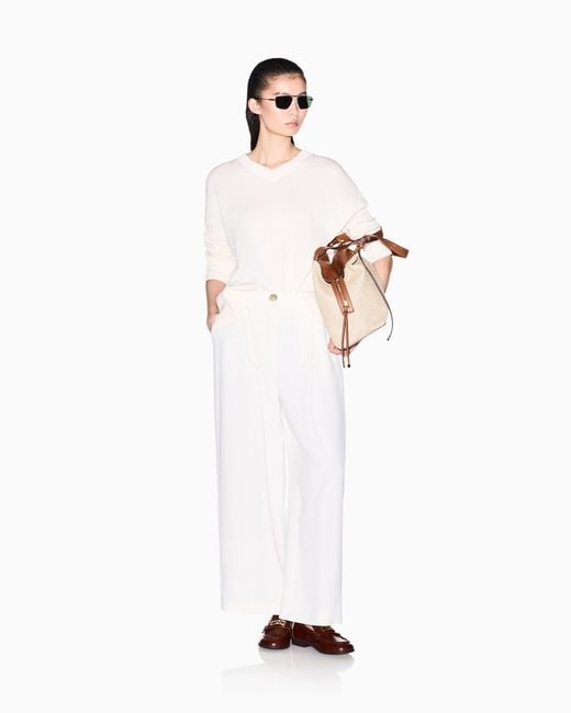 ARMANI EXCHANGE White Fluid Fabric Trousers