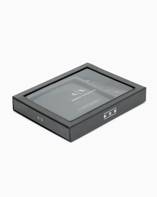 ARMANI EXCHANGE Black Wallet And Keychain Gift Set for men