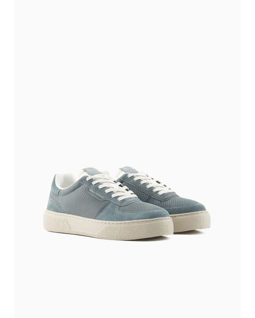 Armani Exchange Blue Sneakers With High Sole for men