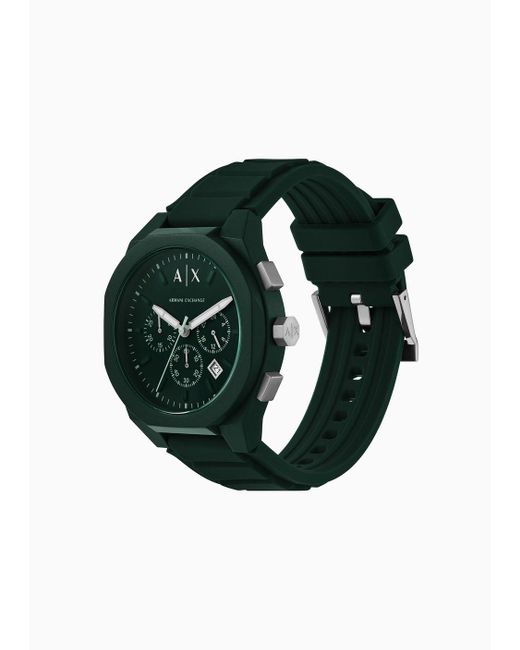 Armani Exchange Chronograph Green Silicone Watch for men