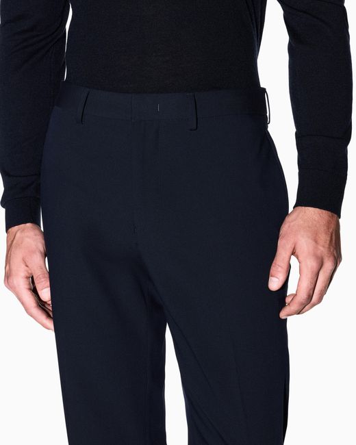 ARMANI EXCHANGE Blue Regular Fit Trousers Stretch Viscose for men