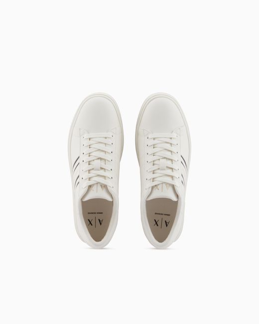 ARMANI EXCHANGE White Urban-Tech Sneakers With Webbing Details