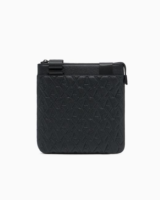 ARMANI EXCHANGE Black Crossbody Bag With A Textured Finish And An Embossed Pattern for men