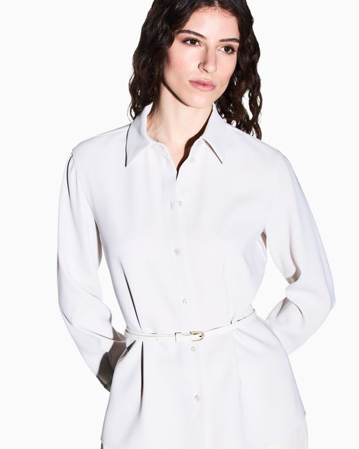 ARMANI EXCHANGE White Shirt Slim Fit Recycled Crepe With Belt