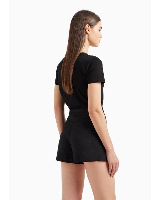 Armani Exchange Black Shorts In Satin Jacquard Fabric