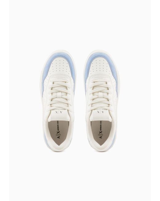 Armani Exchange White Sneakers With Suede Inserts