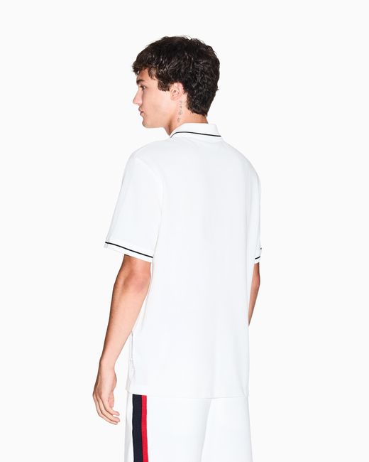 Polo De Corte Regular Con Cremallera Y Bandas En Contraste ARMANI EXCHANGE de hombre de color White