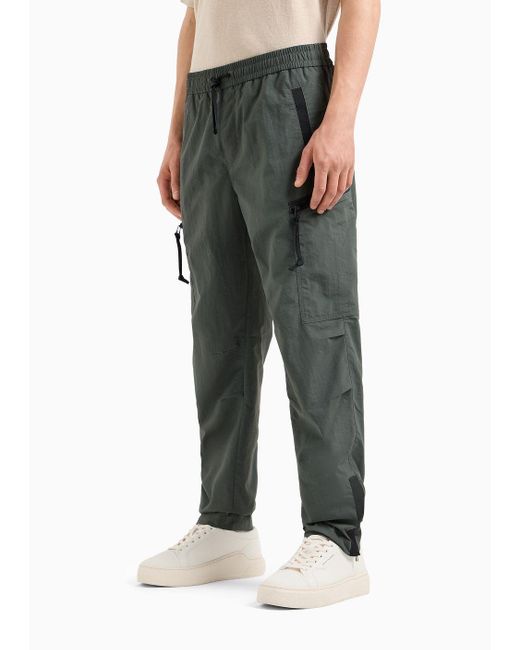 Pantaloni Con Coulisse In Twill Di Nylon di Armani Exchange in Gray da Uomo
