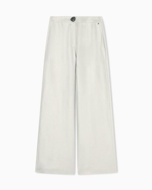 ARMANI EXCHANGE White Wide-Leg Linen Twill Trousers