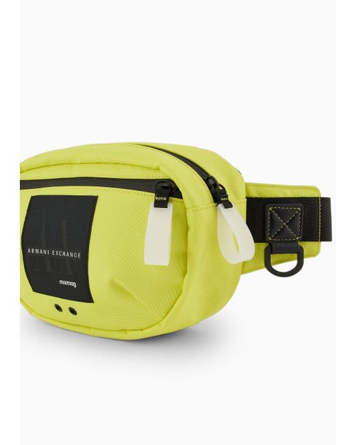 Armani Exchange Yellow Bum Bag With Logo Patch In Asv Fabric for men