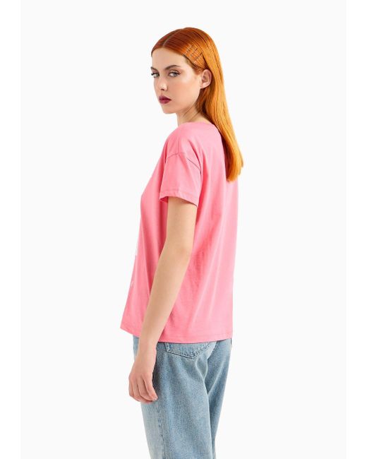 Armani Exchange Pink Icon Logo Boyfriend Fit T-shirt