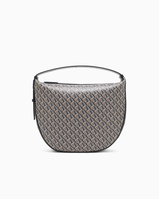 ARMANI EXCHANGE Gray Hobo Bag With Allover Logo