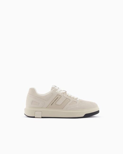 ARMANI EXCHANGE White Technical Fabric Sneakers for men