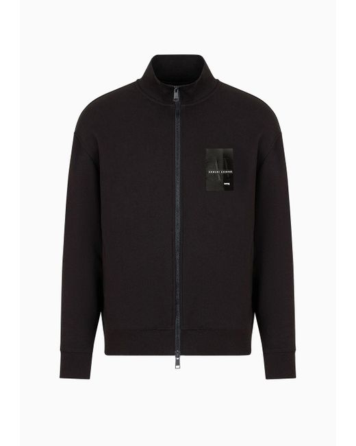 Armani Exchange Black Full Zip Sweatshirt In Asv Organic Cotton for men