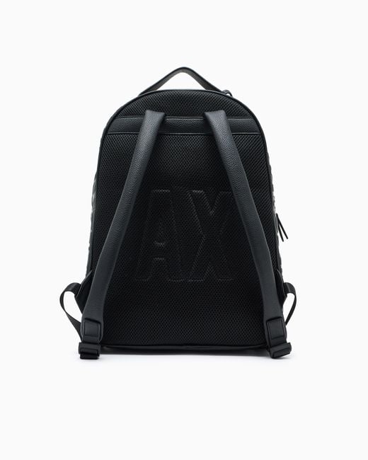 ARMANI EXCHANGE Blue Backpack With Allover Logo