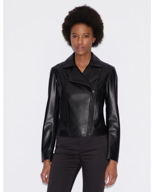 Women S Black Faux Leather Biker Jacket