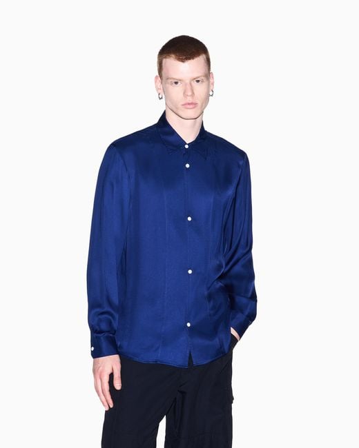 ARMANI EXCHANGE Blue Oversized Shirt for men