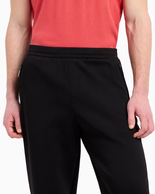Pantalones Deportivos De Polar Elástico Y Adherido ARMANI EXCHANGE de hombre de color Black